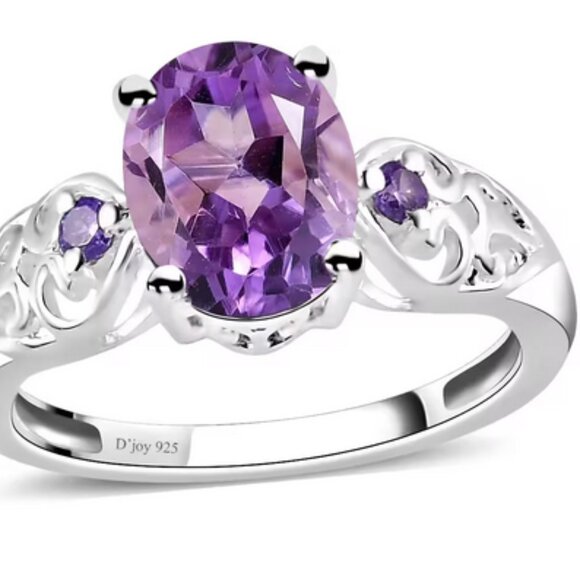 Amethyst and Simulated Purple Diamond 925 Size 11 - Picture 1 of 3